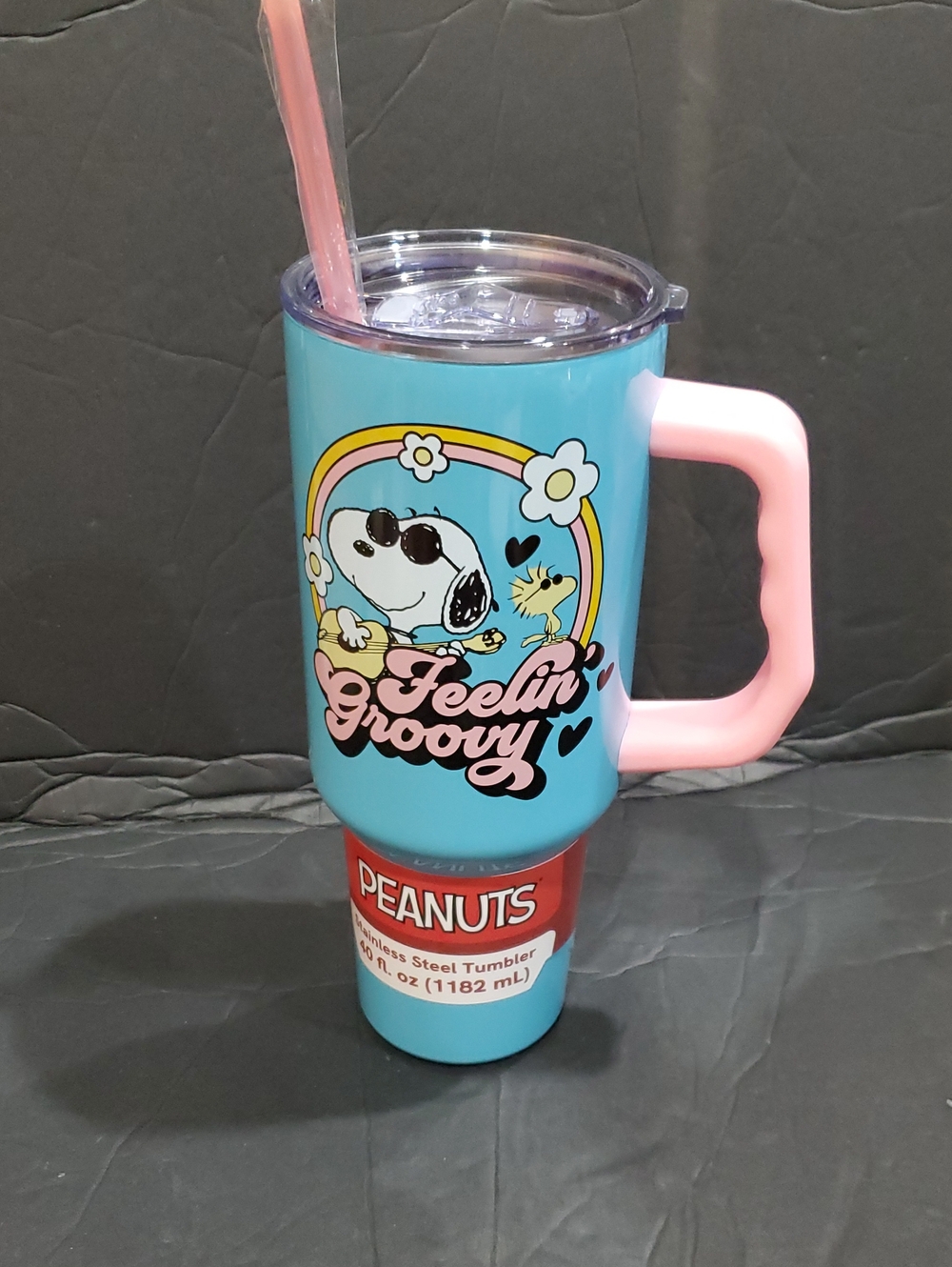 Peanuts Snoopy and woodstock feeling froovy blue 40oz stainless steel tumbler